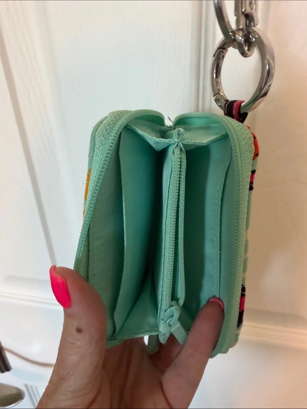Vera Bradley Mint Multicolor Card Holder Keychain